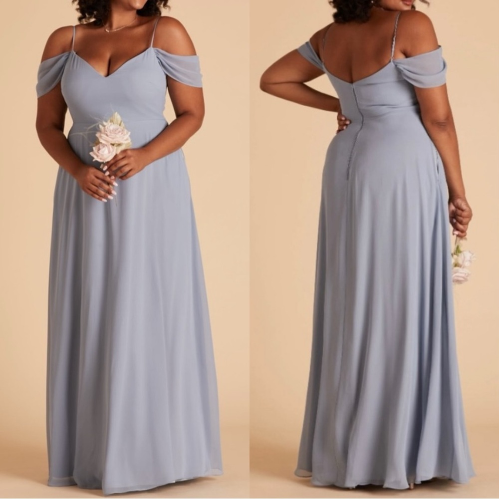 Birdy Grey Dusty Blue Off-Shoulder Maxi Dress